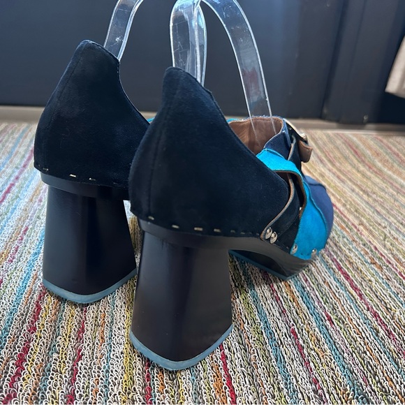 Fluevog NEARLY NEW Summer of Love Amor 60s-inspired blue suede clog-6.5 (fits 7) - Picture 5 of 16